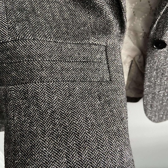 ZADIG & VOLTAIRE Herringbone metallic grey silver wool blazer removal skull pin - Picture 9 of 14